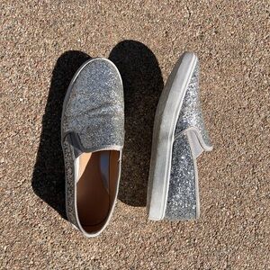 Sparkling Silver Slip-On Sneakers
